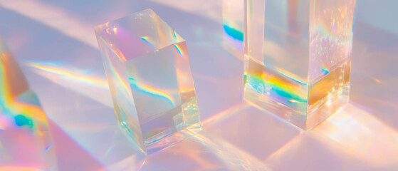 Poster - Colorful reflections created by glass prisms on smooth surfaces during daylight