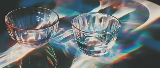 Aufkleber - Elegant glass tableware displaying intricate shapes and shimmer on smooth surfaces