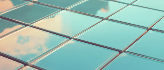 Poster - Reflective glass tiles create an elegant and modern surface design in geometric patterns