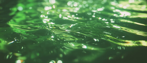 Poster - Reflective green algae texture on water surface creating a slimy appearance