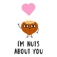 Wall Mural - I'm nuts about you. Romantic scene. Design for Valentine's day. Flat vector illustration on white background.