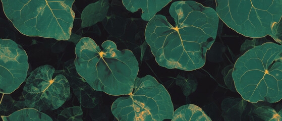 Aufkleber - Intricate texture of green leaves showcasing detailed veins and textured surfaces in nature
