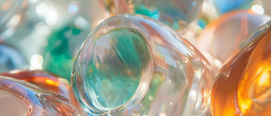 Poster - Hand-blown glass showcasing vibrant colors and unique textures in irregular shapes