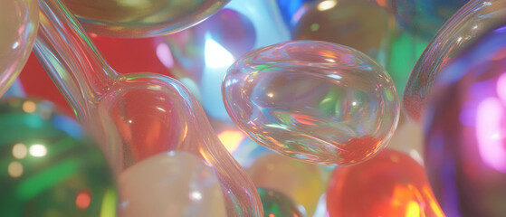 Poster - Unique hand-blown glass creation with vibrant colors and intricate textures on display