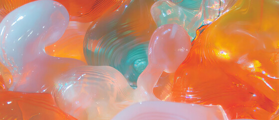 Poster - Colorful hand-blown glass with irregular shapes showcasing transparency and texture contrasts