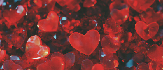 Poster - Heart-shaped confetti creates a joyful atmosphere in celebration of love and friendship