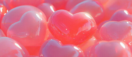 Poster - Colorful hearts in varying sizes create a whimsical, joyful texture
