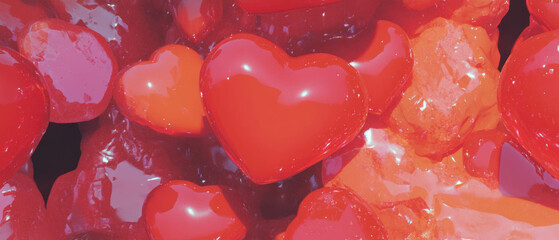 Poster - Textured hearts in varied shapes and sizes create a vibrant display of affection and warmth