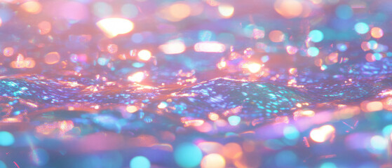 Poster - Exploring holographic textures with shimmering light and pixelated patterns in vibrant colors