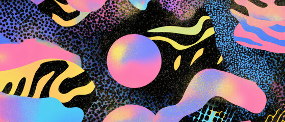 Aufkleber - Colorful holographic stickers with glitter and abstract patterns in vibrant designs