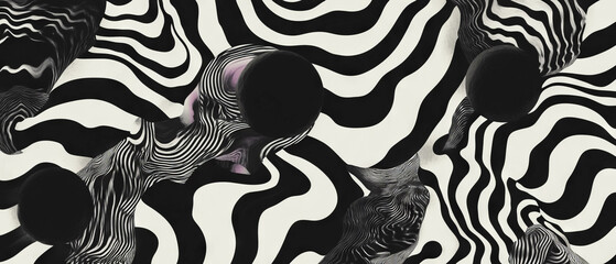 Poster - Exploration of infinite patterns with contrasting black and white motifs creating depth and movement