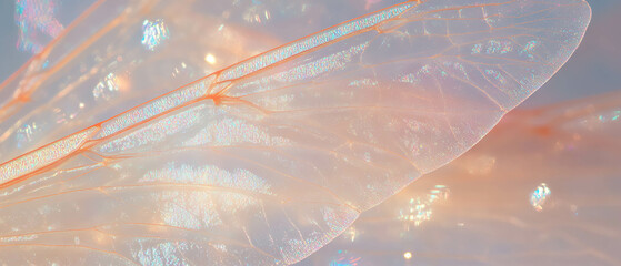 Poster - Intricate textures of insect wings with delicate veins and sparkling transparency