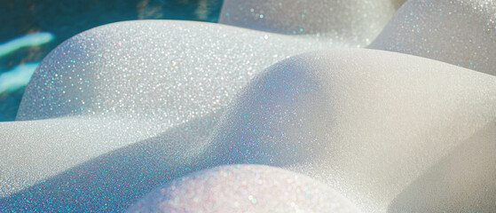 Poster - Inflatable furniture with smooth, glittery textures and abstract shapes in a relaxing setting