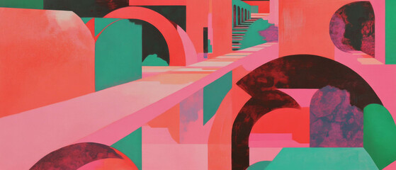 Aufkleber - Interlocking shapes create a dynamic visual experience with ambiguous figures