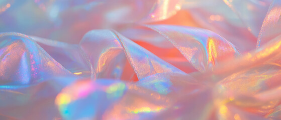 Poster - Shimmering iridescent ribbons with shifting colors creating a stunning visual effect
