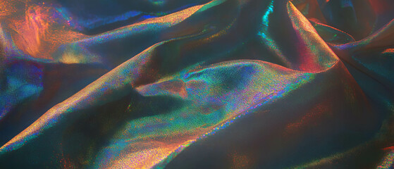 Aufkleber - Luxurious iridescent silk displaying shifting colors and shimmering texture