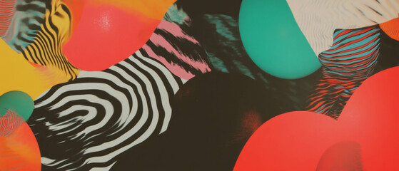 Poster - Exploring vibrant textures and patterns through irregular shapes and contrasting colors