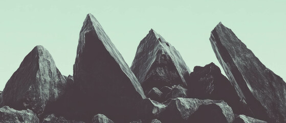 Aufkleber - Jagged rocks with sharp edges create a striking landscape in rugged terrain