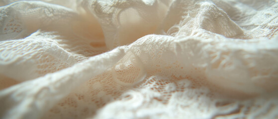 Aufkleber - Delicate lace ribbons showcasing intricate patterns and textures in soft light
