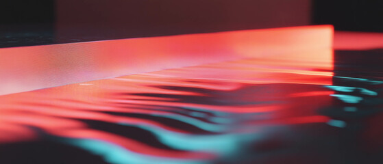 Poster - Laser-cut aluminum surface illuminated by neon lines creates a striking visual effect