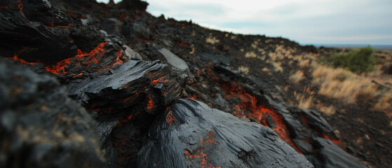 Aufkleber - Unique texture of lava rock showcasing its porous surface and jagged edges in nature