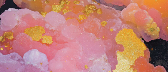 Aufkleber - Diverse lichen textures with bold contrasts and shimmering gold highlights in nature
