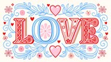 design word with Love themed 