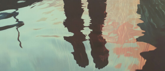 Poster - Exploring the interplay of light and shadow reflections on water in serene surroundings