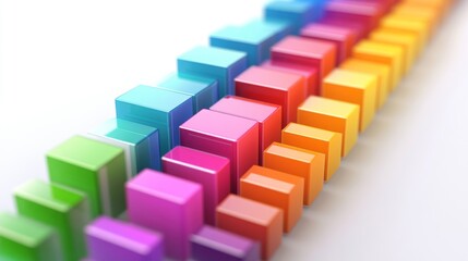 Aufkleber - A vibrant D bar chart with rainbow-colored bars, each one labeled with clear data, set against a simple white background for an eye-catching presentation.