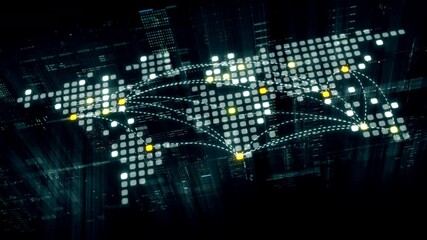 Leinwandbilder - Futuristic data matrix simulation featuring metaverse-inspired elements, an information network, and hi-tech digital data telemetry with encrypted numbers. A dynamic background for computer display
