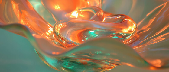Poster - Flowing molten glass reveals vibrant glowing hues and intricate textures