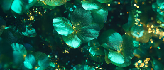 Aufkleber - Vibrant green moss with soft texture and gold glitters creating a captivating natural display