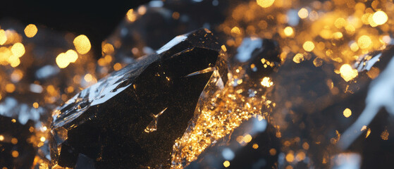 Poster - Shimmering obsidian and glittering volcanic rock create a striking visual contrast