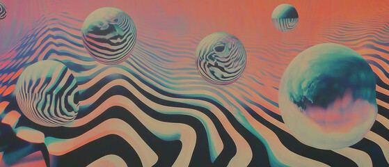Aufkleber - Exploration of vibrant op art patterns with dynamic geometric shapes and optical effects