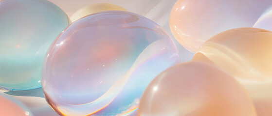 Poster - Unique texture of opalescent glass bathed in soft, milky hues and gentle glow
