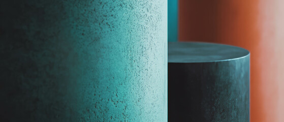 Poster - Oxidized aluminum cylinders with matte finish showcasing weathered texture
