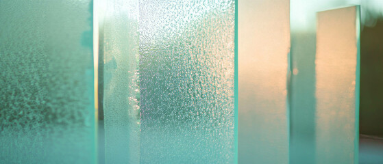 Poster - Partial frosted glass texture with clear areas and varied light transmission in a modern setting