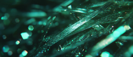 Poster - Texture of sharp pine needles with vibrant green contrast and sparkling details