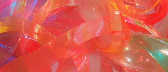 Aufkleber - Vibrant plastic ribbons with shiny textures in a colorful arrangement