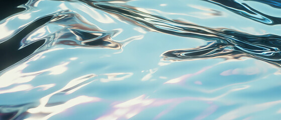 Poster - Polished aluminum surface reflects light with smooth, mirror-like texture
