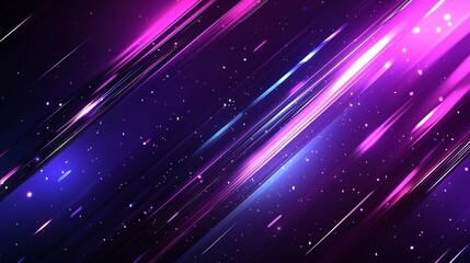 Wall Mural - bright pink and blue diagonal light streaks with sparkling particles on a dark background. great for
