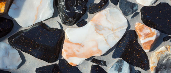 Poster - Polished granite showcasing smooth surface and speckled patterns for elegant design
