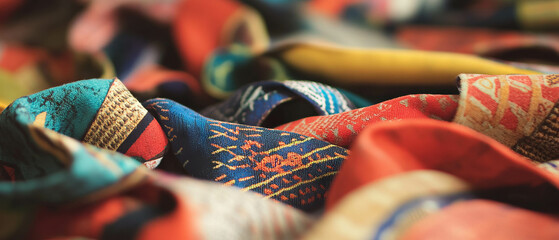 Aufkleber - Vividly patterned printed ribbons showcasing rich textures and diverse colors