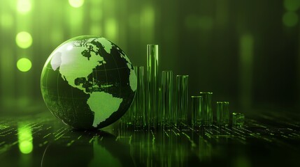 Poster - Business concept for global growth. Glowing Earth globe on a background. Global Stock market chart. Technology and digital world. Global finance. Futuristic Global Economics