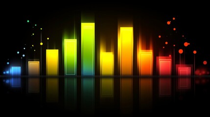 Poster - Stylized bar graph with glowing bars in neon colors, set against a dark, tech-inspired background for a dynamic and impactful graphic