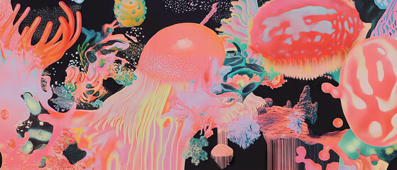 Aufkleber - Brightly colored textures of puffy stickers with raised designs showcase unique creativity