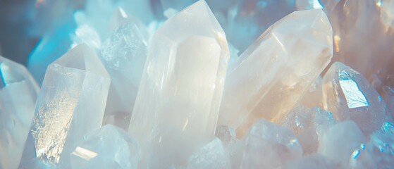 Poster - Sparkling quartz crystals showcasing unique texture and brilliant crystalline structure