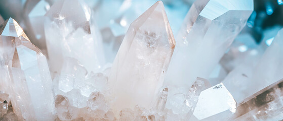 Aufkleber - Quartz crystals display intricate textures and clear structures in natural formation
