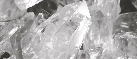 Poster - Quartz crystals showcase intricacies of facets and brilliant textures in natural formations