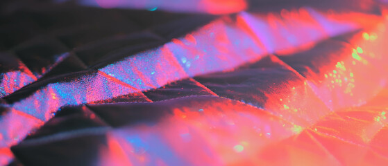 Poster - Exploration of quilted fabric texture with geometric patterns and vibrant glitter effects